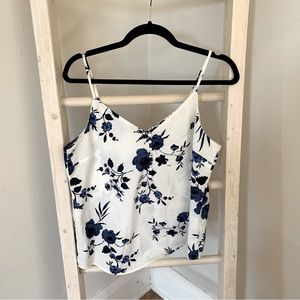 Dynamite • Floral Blue and White Tank Top